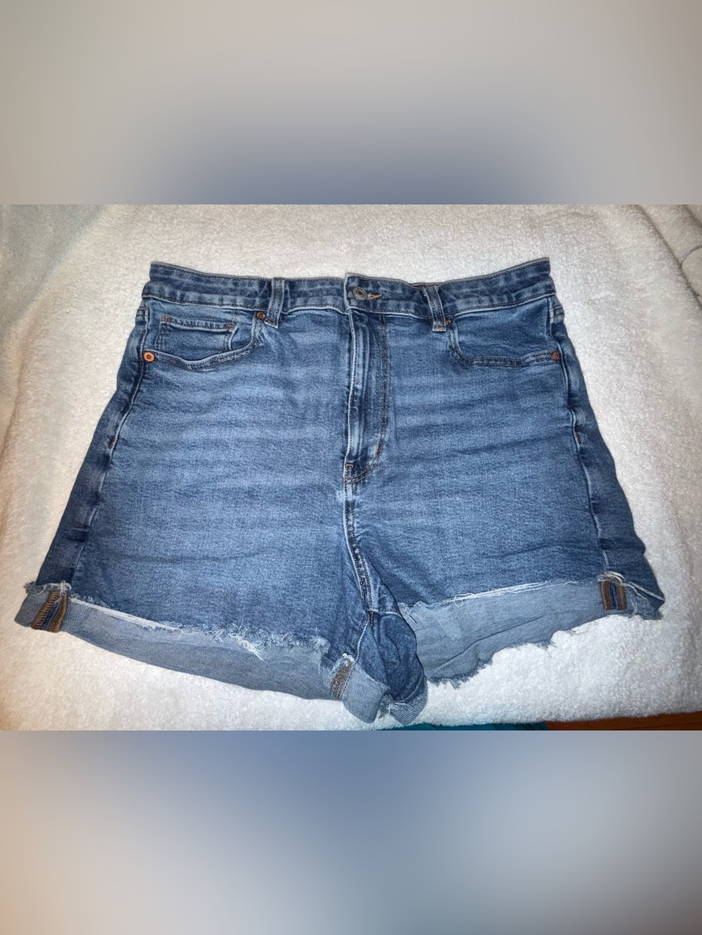 American Eagle Outfitters High-Rise Distressed Denim Shorts Size 14 Mom Shorts